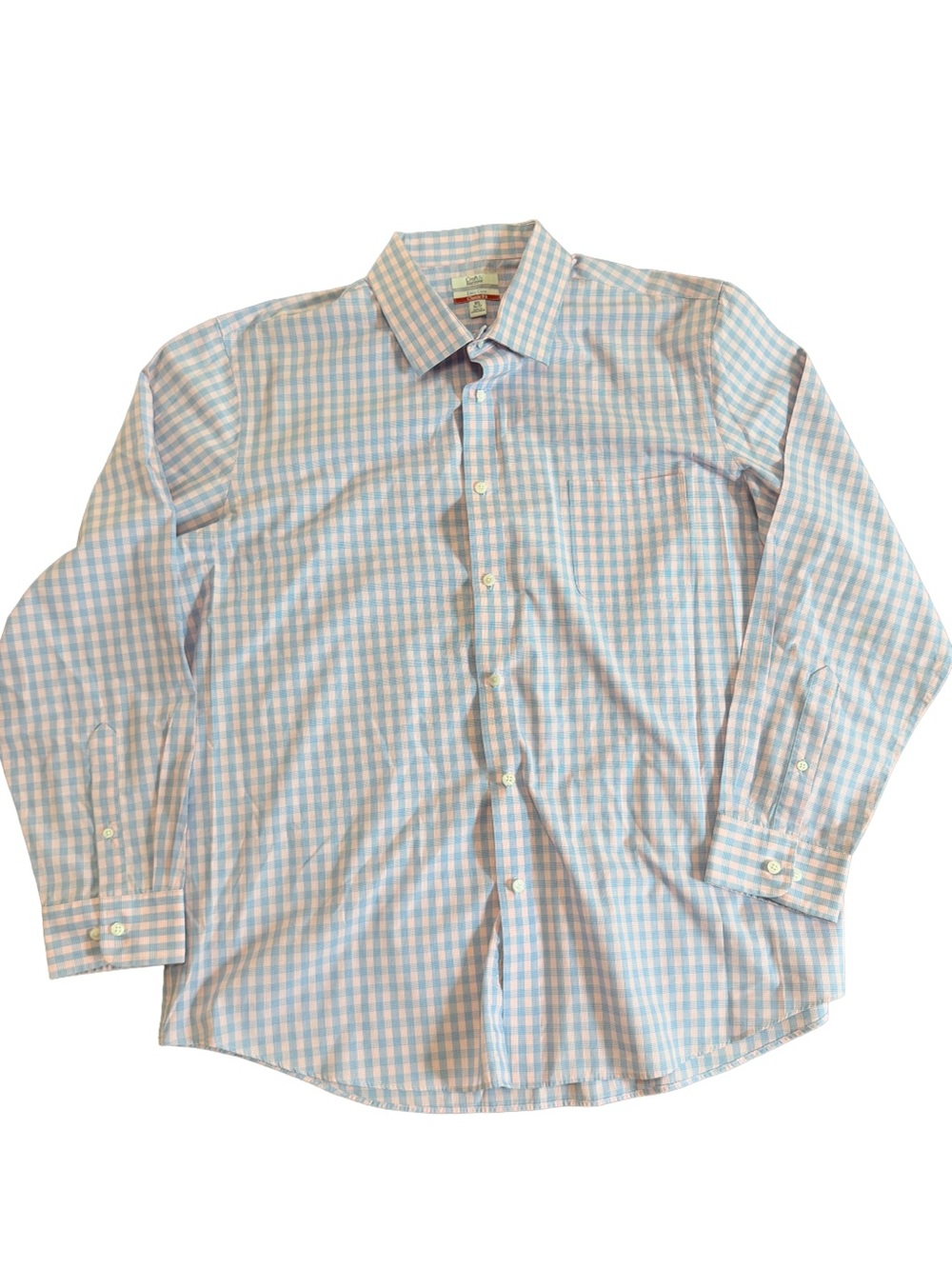 Men's Check Dress Shirt pastel pink blue cotton blend 18.5 36/37 xxlarge preppy